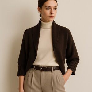 Lafayette 148 New York Wool Shrug – Espresso Brown